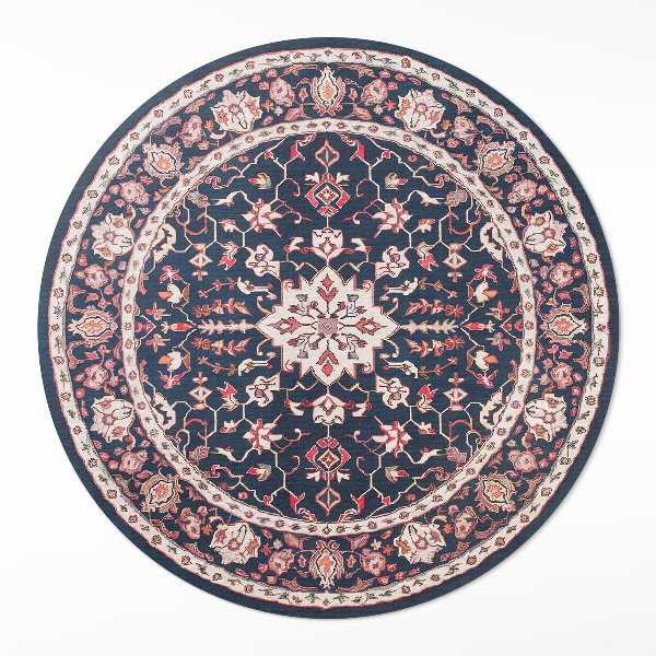 Dywan winylowy okrągły Ciemny dekoracyjny turecki wzór vintage - Wallfluent.pl