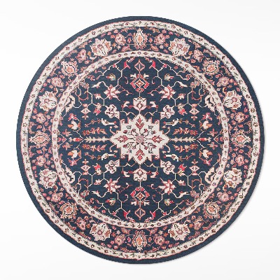 Dywan winylowy okrągły Ciemny dekoracyjny turecki wzór vintage - Wallfluent.pl