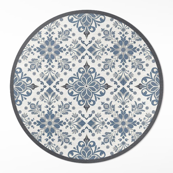 Dywan winylowy okrągły Dekoracyjne ornamenty motywy roślinne vintage - Wallfluent.pl