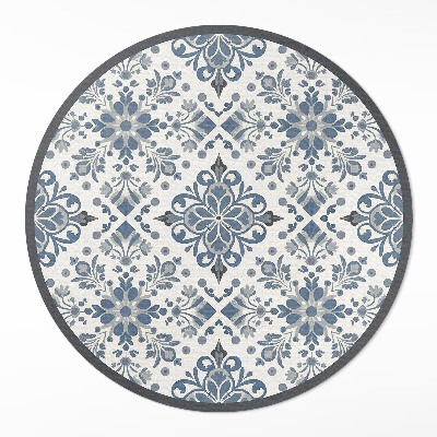 Dywan winylowy okrągły Dekoracyjne ornamenty motywy roślinne vintage - Wallfluent.pl
