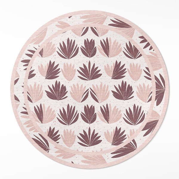 Dywan winylowy okrągły Boho ozdobny wzór pastelowych roślin kwiatów - Wallfluent.pl
