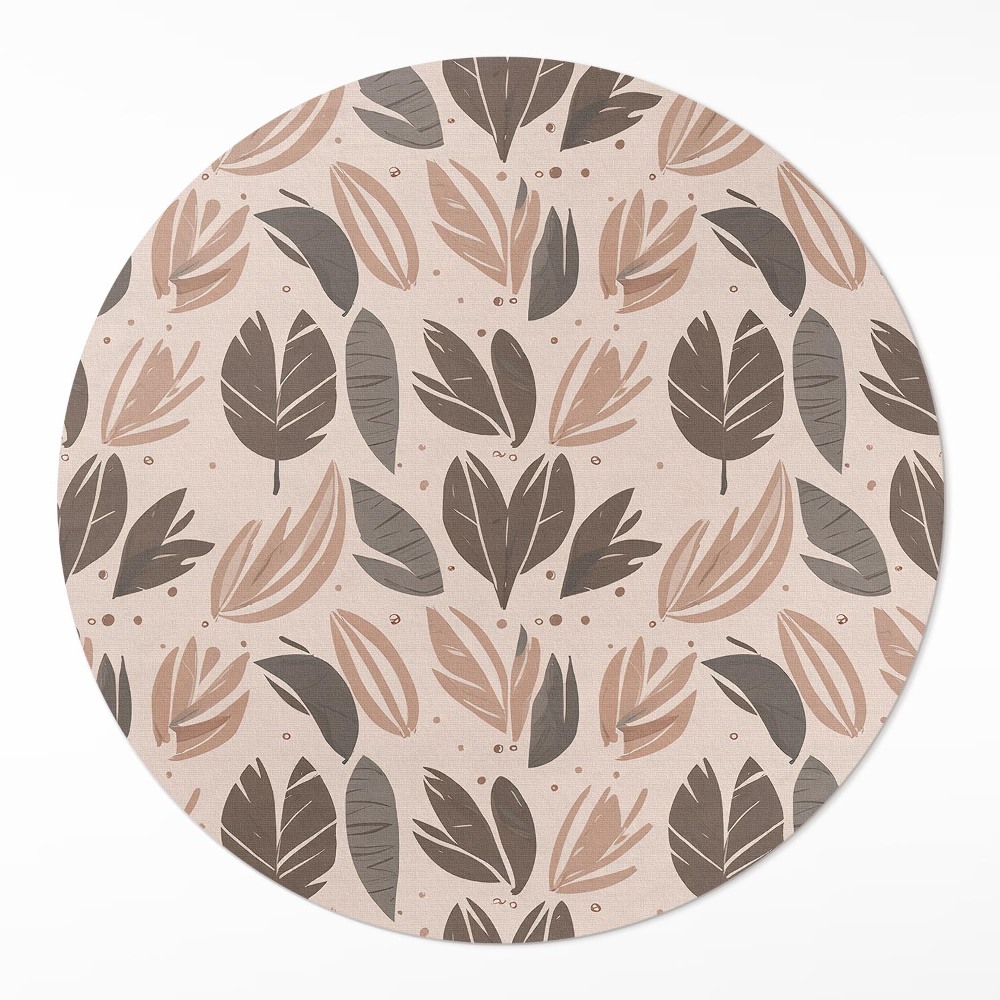 Dywan winylowy okrągły Ilustracja boho liści w delikatnych stylu