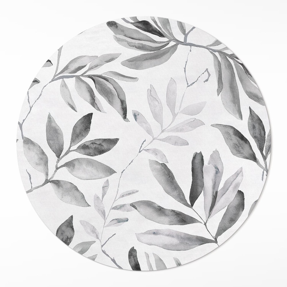 Dywan winylowy okrągły Akwarelowe monochromatyczne delikatne liście
