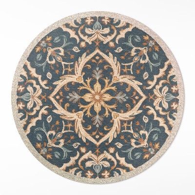 Dywan winylowy okrągły Roślinny ornament vintage
