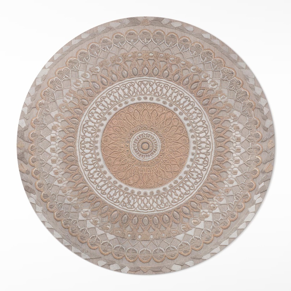 Dywan winylowy okrągły Pleciona mandala, makatka ornament boho