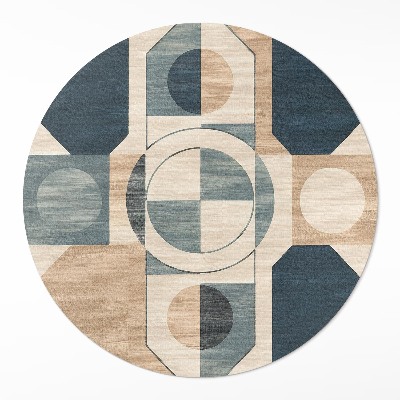 Dywan winylowy okrągły Geometryczne kształty w retro stylu