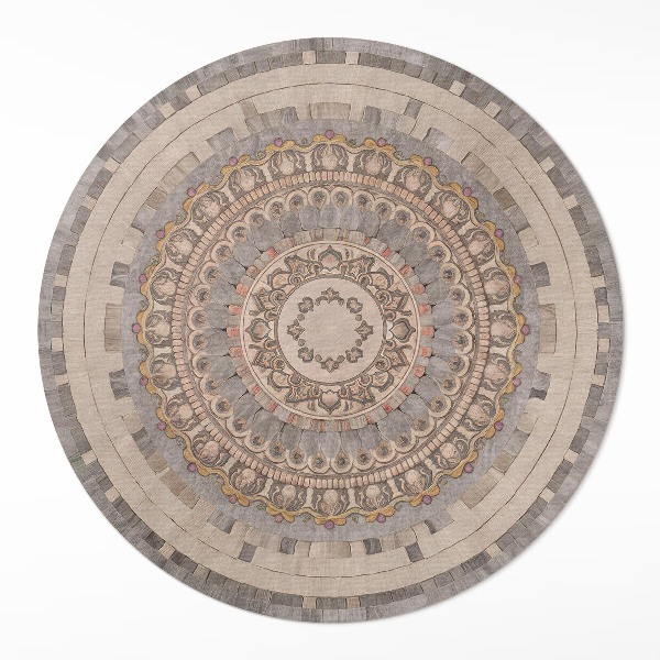 Dywan winylowy okrągły Ornament w stylu starej kamiennej mozaiki - Wallfluent.pl