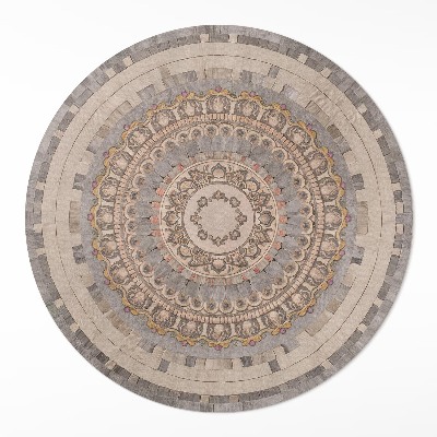 Dywan winylowy okrągły Ornament w stylu starej kamiennej mozaiki - Wallfluent.pl