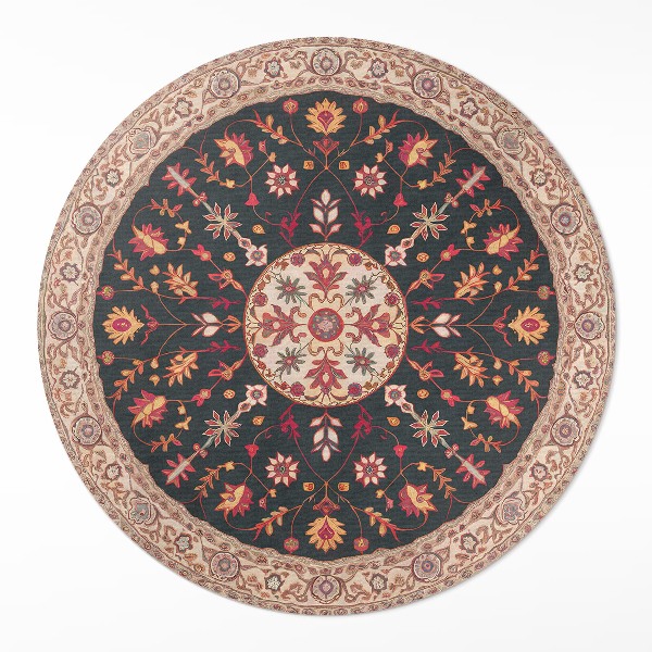 Dywan winylowy okrągły Roślinny ornament wzór vintage perski - Wallfluent.pl