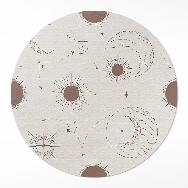 Dywan winylowy okrągły Kosmos księżyce gwiazdy wzór astrologiczny