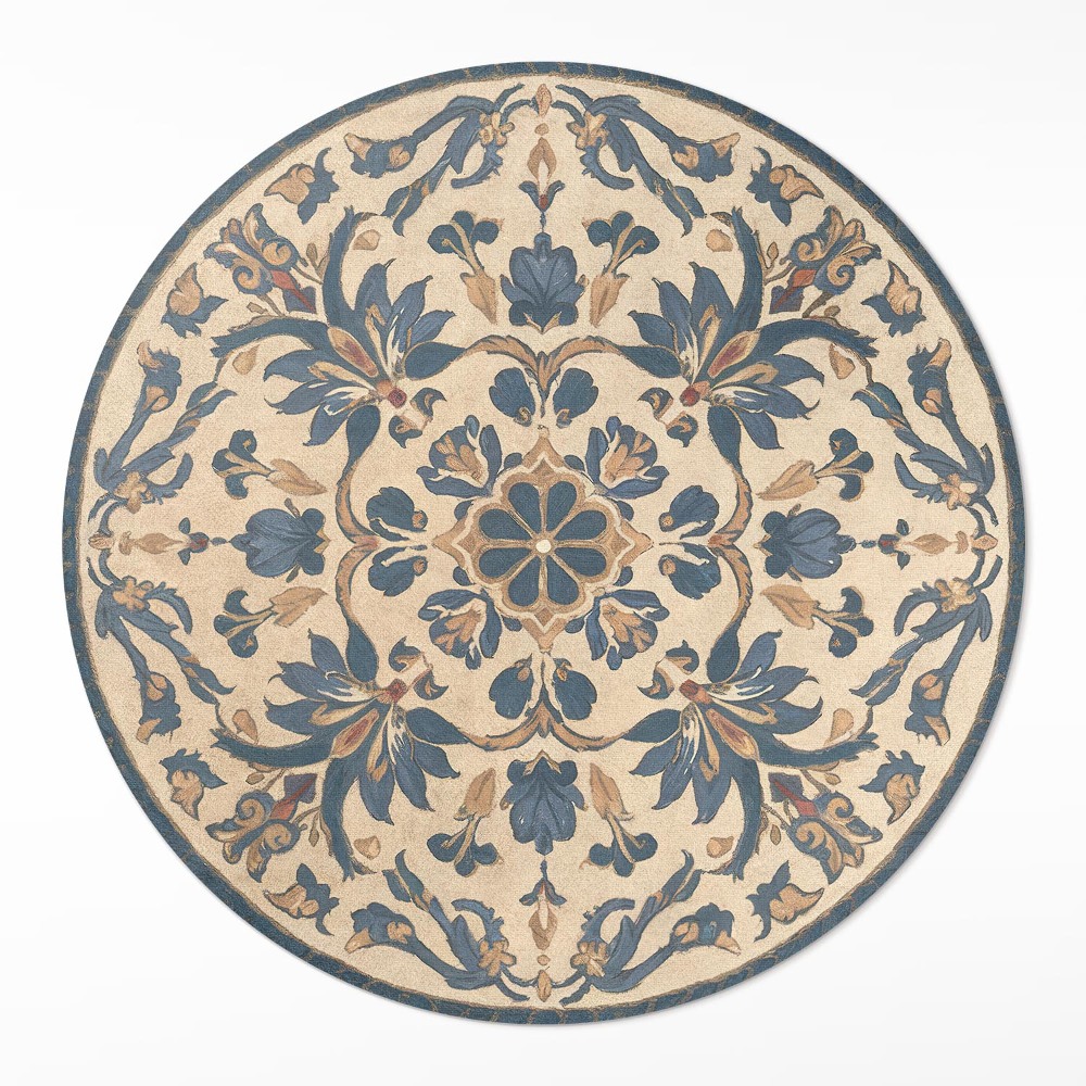 Dywan winylowy okrągły Ornament w stylu rokoko mandala vintage