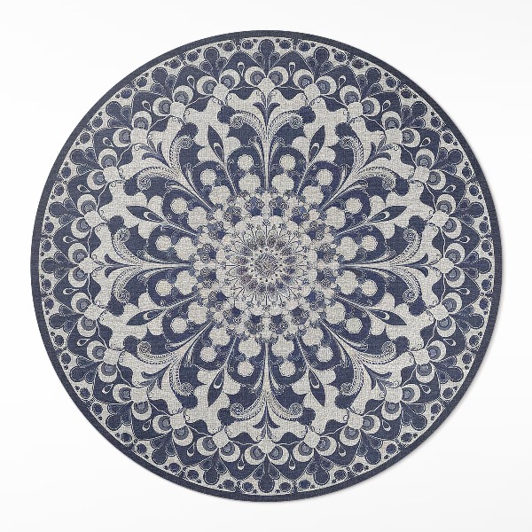 Dywan winylowy okrągły Kalejdoskop kwiatów w stylu retro - Wallfluent.pl