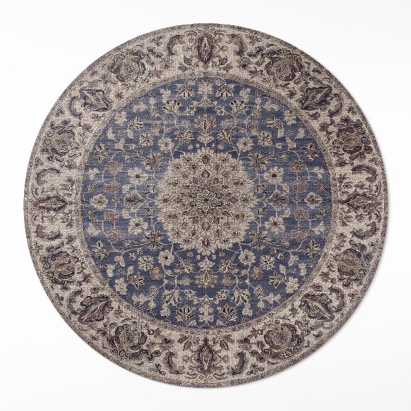 Dywan winylowy okrągły Perskie ornamenty w niebieskich odcieniach - Wallfluent.pl