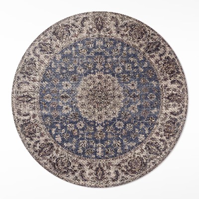 Dywan winylowy okrągły Perskie ornamenty w niebieskich odcieniach - Wallfluent.pl