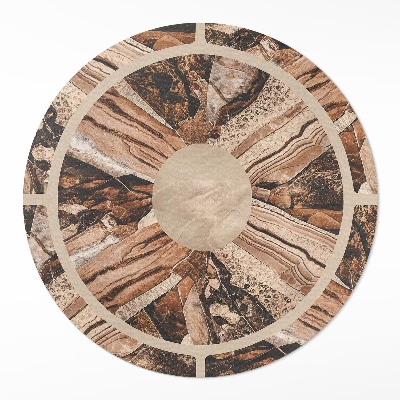Dywan winylowy okrągły Brązowa kompozycja kamieni szlachetnych