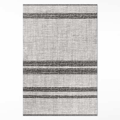 Dywan winylowy Szary w linie boho imitacja tkaniny