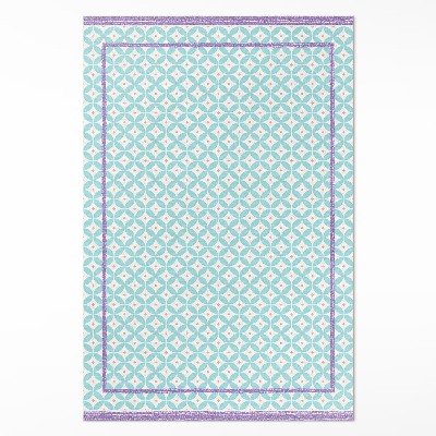 Dywan winylowy Ramy i koła imitacja kolorowej tkaniny