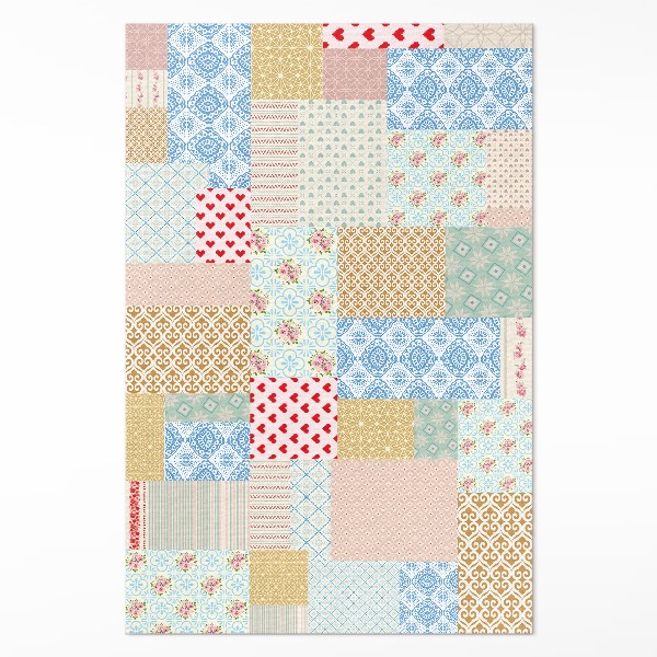 Dywan winylowy Patchwork różne kawałki imitacja tkaniny