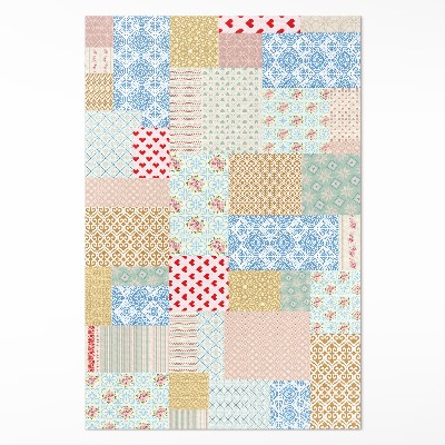 Dywan winylowy Patchwork różne kawałki imitacja tkaniny