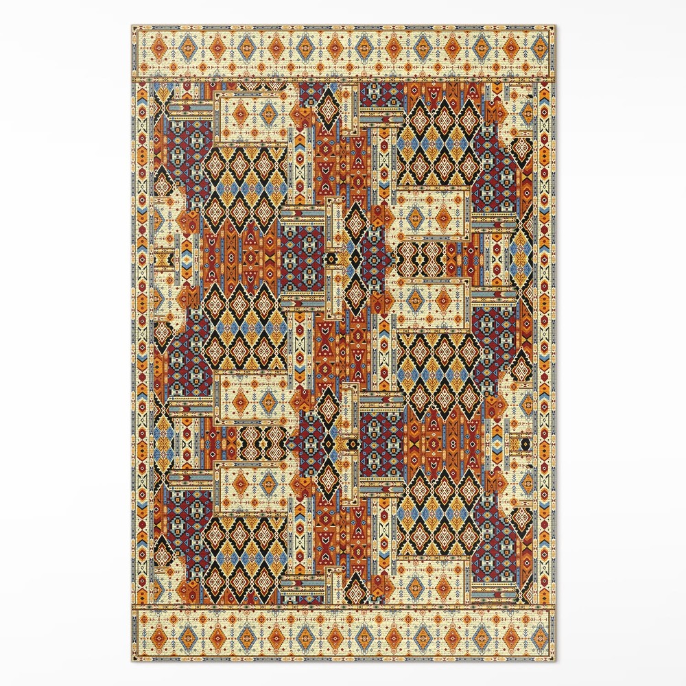 Dywan winylowy Geometryczny patchwork boho vintage