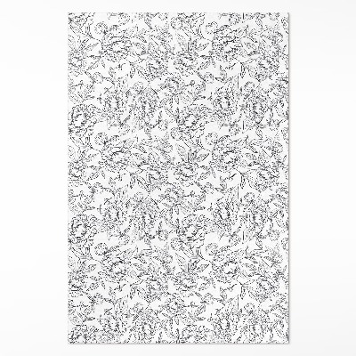 Dywan winylowy Szkic kwiatów piwonii i liści vintage