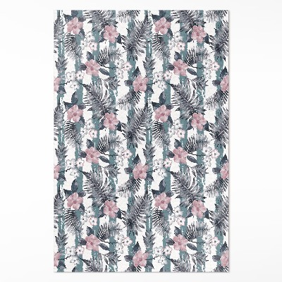 Dywan winylowy Hawajskie liście i kwiaty wzór tropikalny