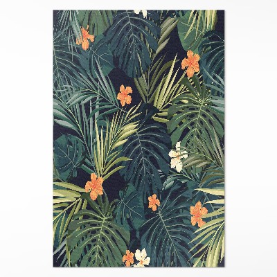 Dywan winylowy Roślinność liście i kwiaty vintage