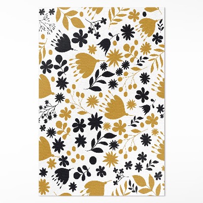 Dywan winylowy Ilustracja kwiatów i liści na łące