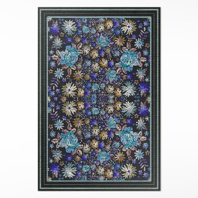 Dywan winylowy Niebieskie i żółte kwiaty