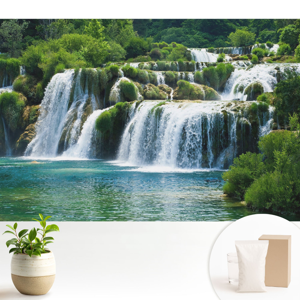 Nowoczesna fototapeta na wymiar Wodospady i zieleń