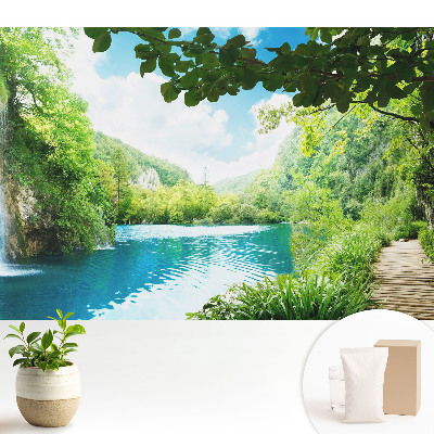 Fototapeta do salonu Lasy wodospady jezioro