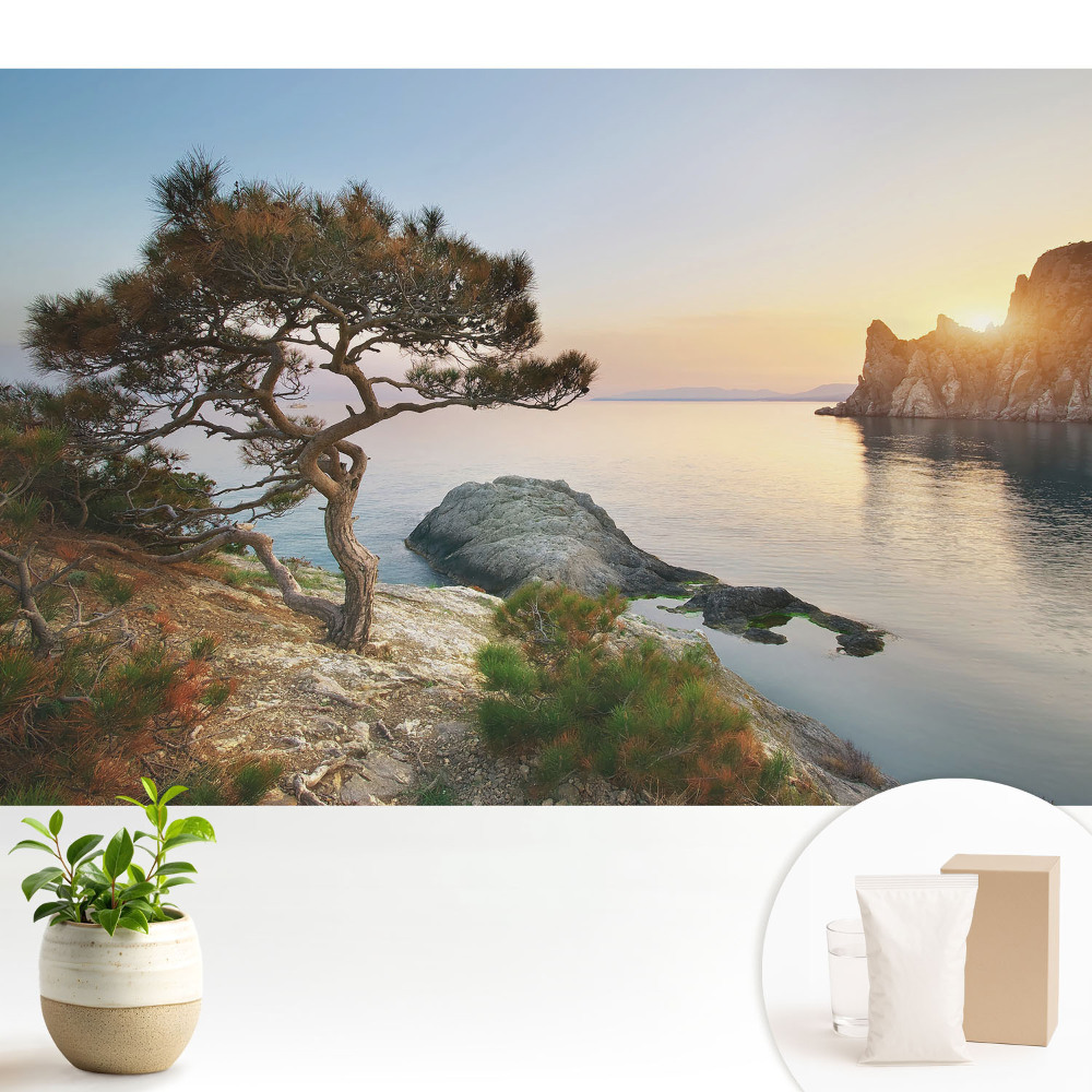 Fototapeta na wymiar do sypialni Malowniczy zachód słońca nad klifem