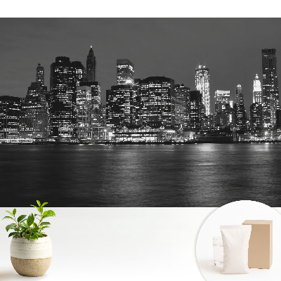 Fototapeta flizelinowa do salonu Panorama miasta nocą z odbiciem w wodzie