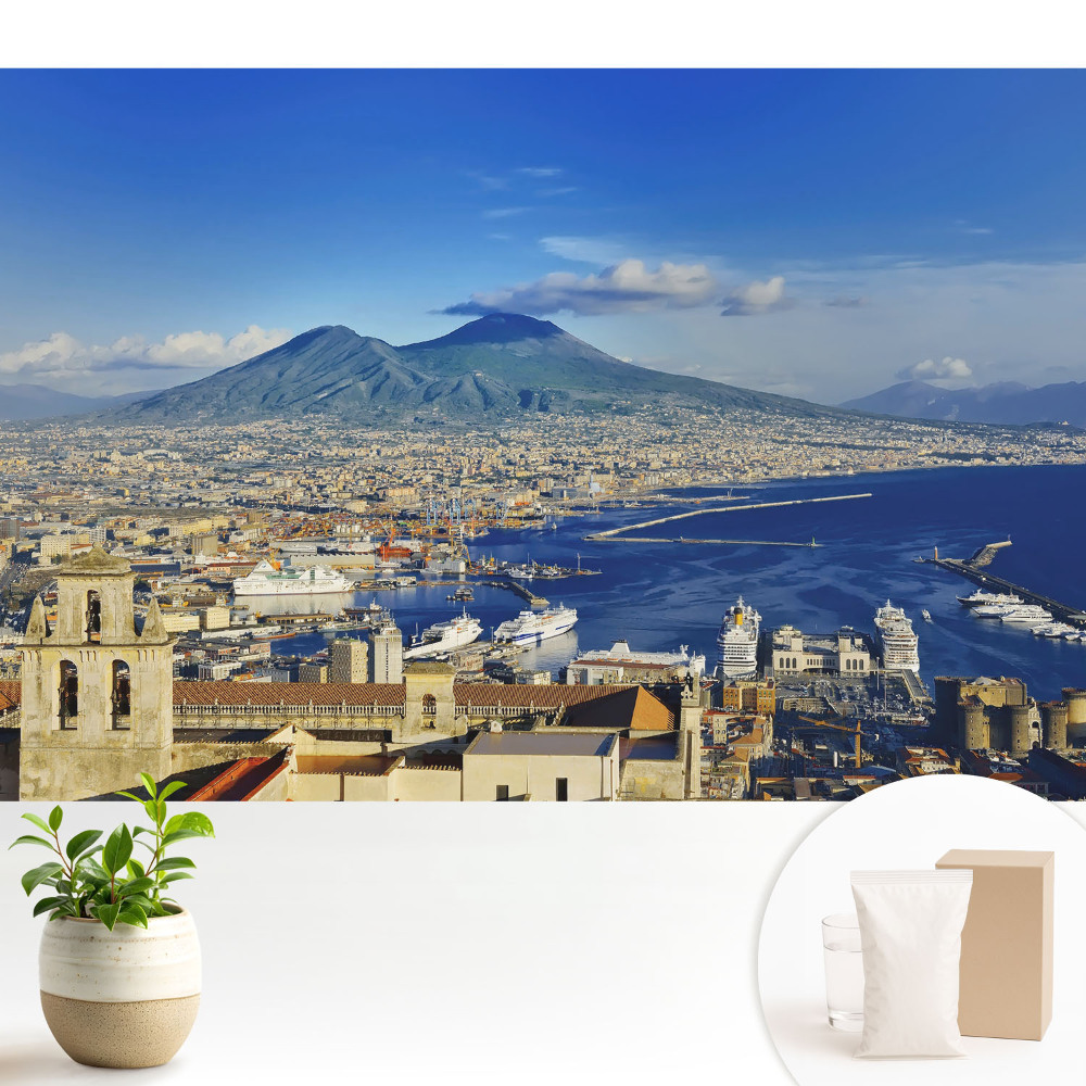 Tapeta fotograficzna flizelinowa Malowniczy pejzaż z wulkanem i portem