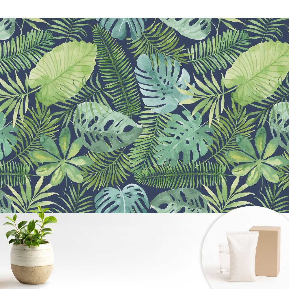 Fototapeta na wymiar do sypialni Liściasty tropikalny wzór pełen zieleni