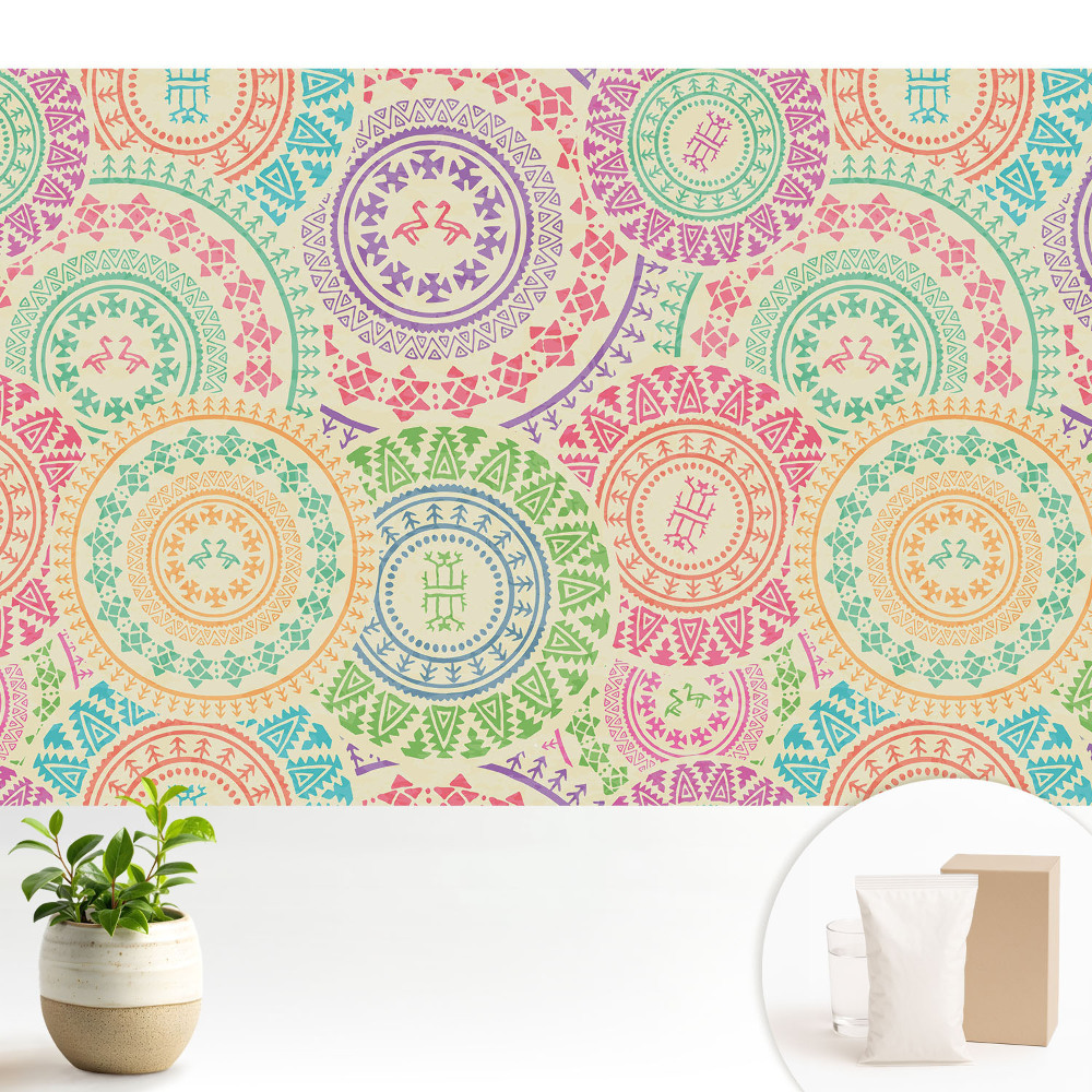 Fototapeta na wymiar do sypialni Mandale w stylu boho pastelowe kolory