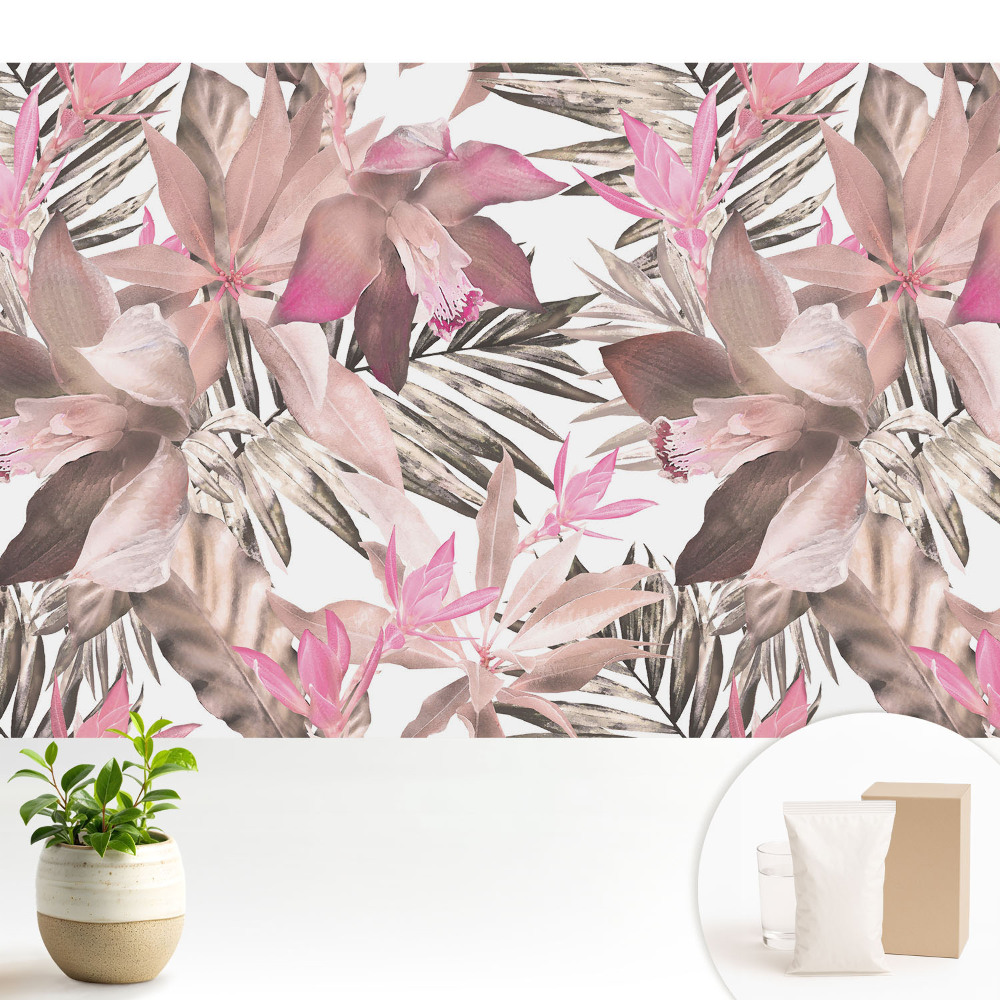 Fototapeta do salonu Pastelowe kwiaty egzotyczne harmonijny wzór