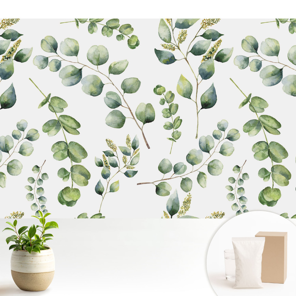 Fototapeta z nadrukiem na flizelinie Akwarelowe liście roślin powtarzalny wzór