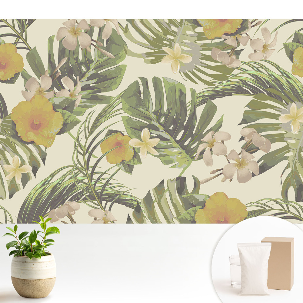 Fototapeta do salonu Tropikalne liście kwiaty egzotyka