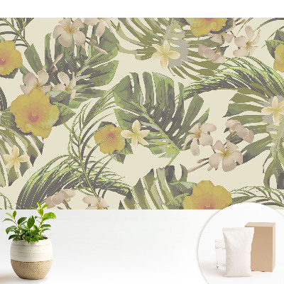 Fototapeta do salonu Tropikalne liście kwiaty egzotyka