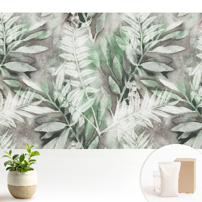 Fototapeta z nadrukiem na flizelinie Delikatne liście akwarelowe w zieleni.