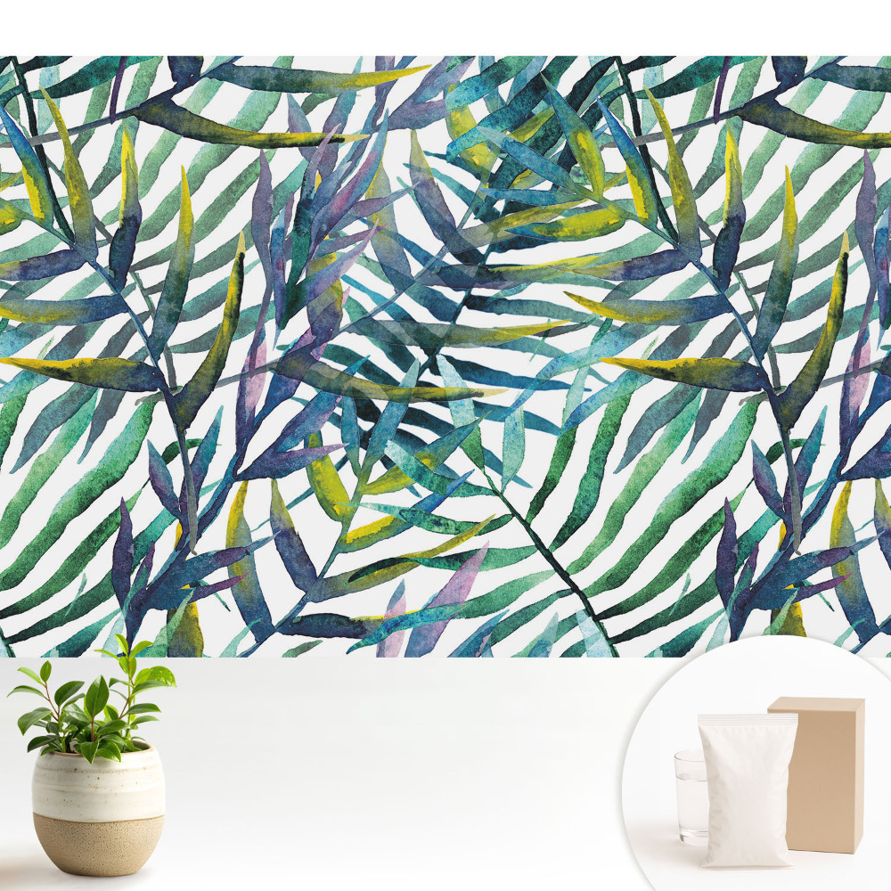 Fototapeta z nadrukiem na flizelinie Tropikalne liście akwarelowe wzór powtarzalny