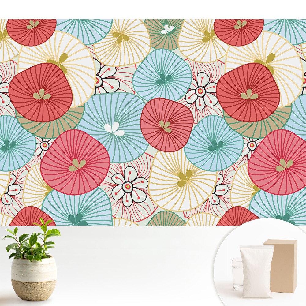 Fototapeta do salonu Kolorowe okrągłe kwiaty nowoczesny styl