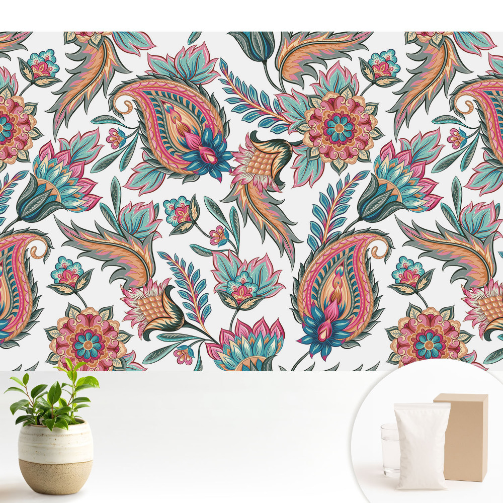 Fototapeta do salonu Wzór paisley z kwiatami liśćmi