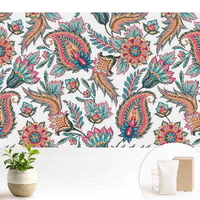 Fototapeta do salonu Wzór paisley z kwiatami liśćmi