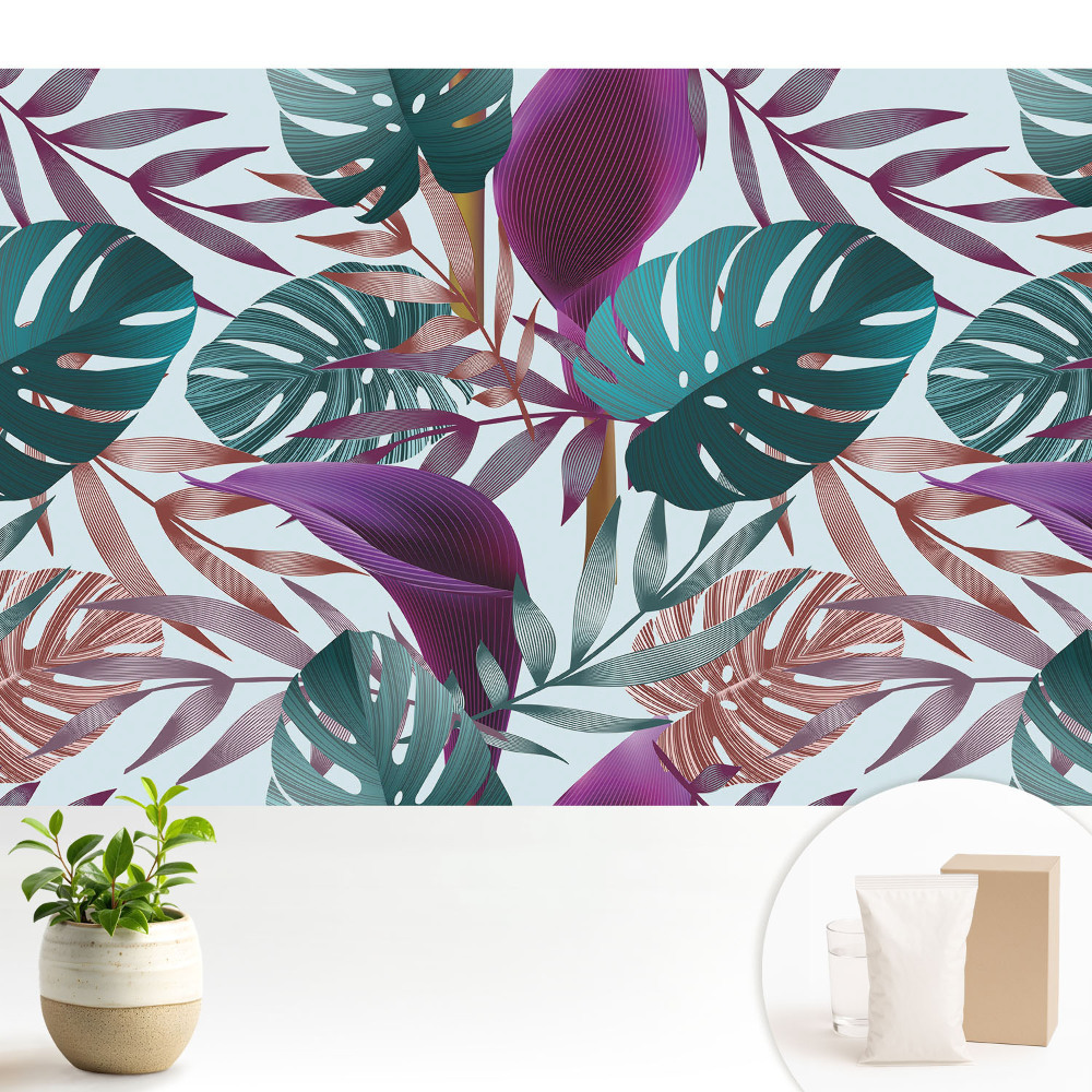 Fototapeta flizelinowa do salonu Kolorowe liście tropikalne chaos