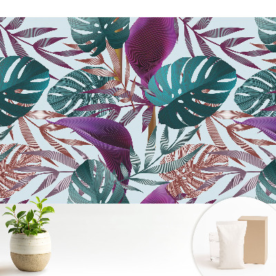 Fototapeta flizelinowa do salonu Kolorowe liście tropikalne chaos