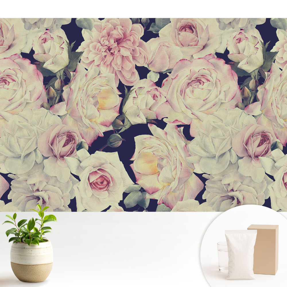 Fototapeta z nadrukiem na flizelinie Romantyczne kwiaty powtarzalny wzór