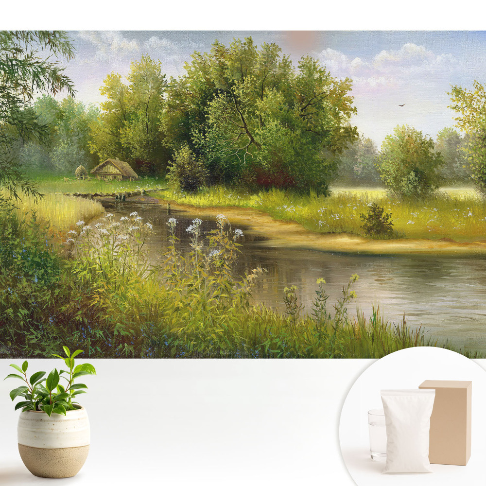 Fototapeta z nadrukiem na flizelinie Sielski krajobraz natura las woda