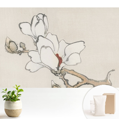 Fototapeta z nadrukiem na flizelinie Klasyczne magnolie tuszem